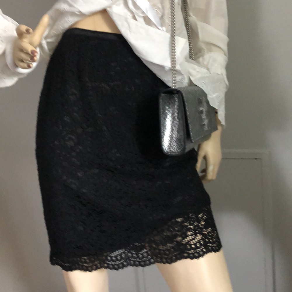 INC Skirt with lining & zipper.Lace fabric.Black.